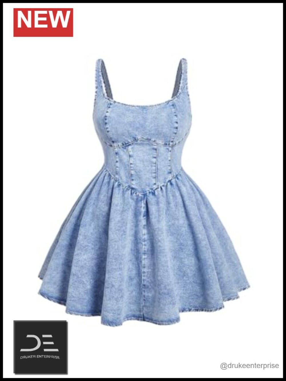 Plus Size Denim Sleeveless Scoop Neck High Waist Mini Dress